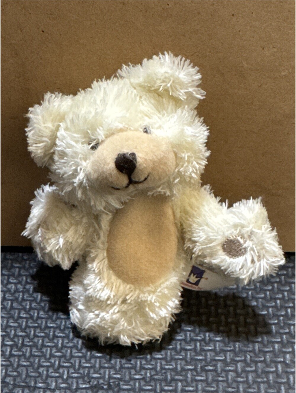 Manhattan Toy Company White Plush Teddy Bear Finger Puppet